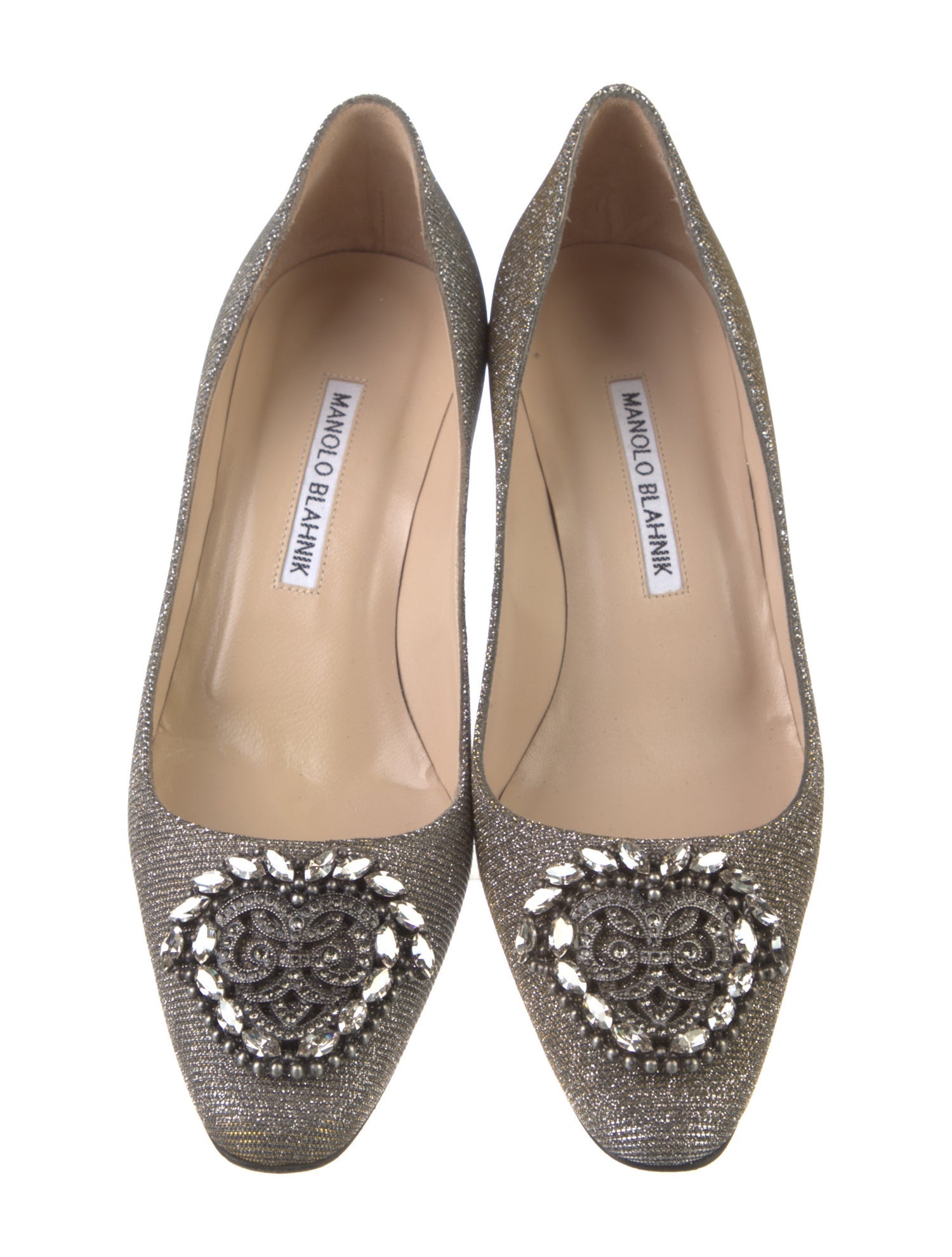 Manolo Blahnik Glitter Crystal Embellishments Pumps